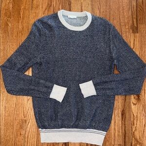 GAP 100% Cotton Blue & Tan Waffle Knit Ribbed Crewneck Sweater Men’s Size Medium